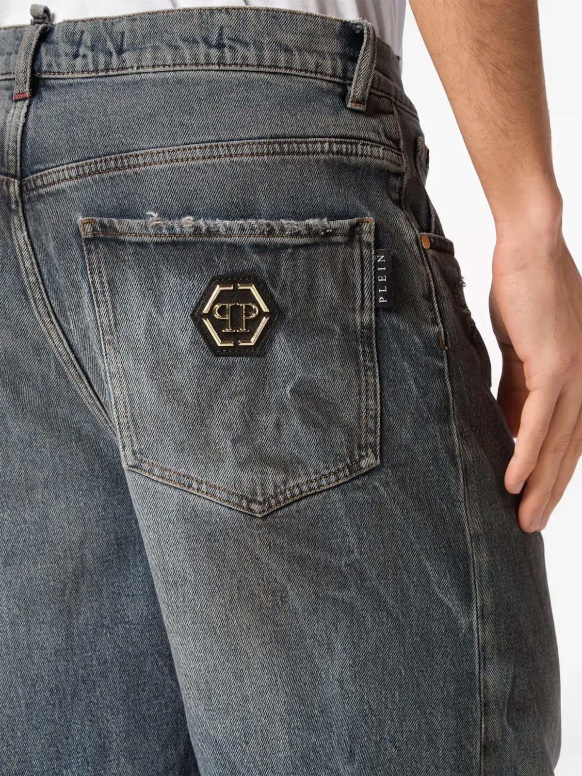 Philipp Plein ダメージ加工デニムショートパンツ - 画像5