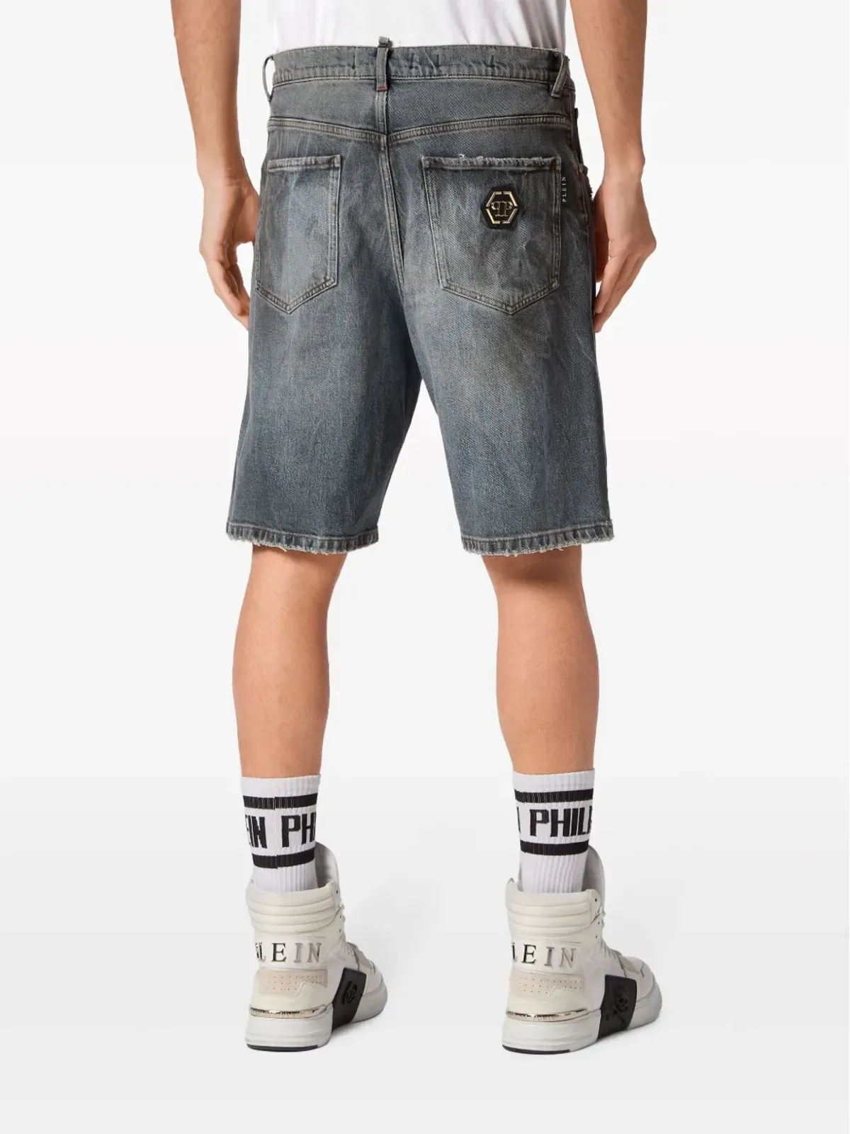 Philipp Plein ダメージ加工デニムショートパンツ - 画像4