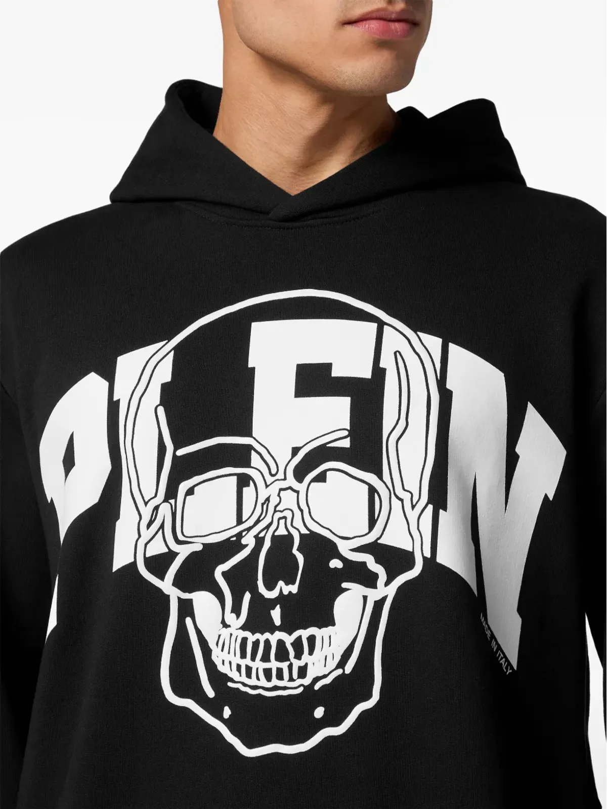 Philipp Plein スカルロゴプリント コットン フーディ - ブラック - 画像5