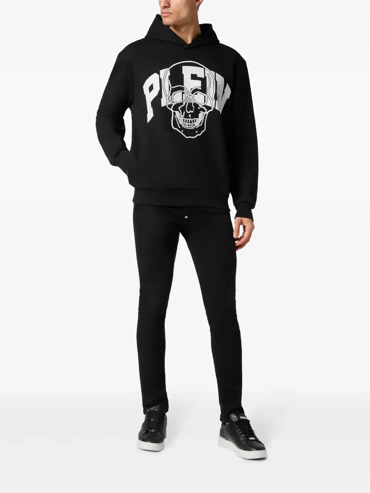 Philipp Plein スカルロゴプリント コットン フーディ - ブラック - 画像2