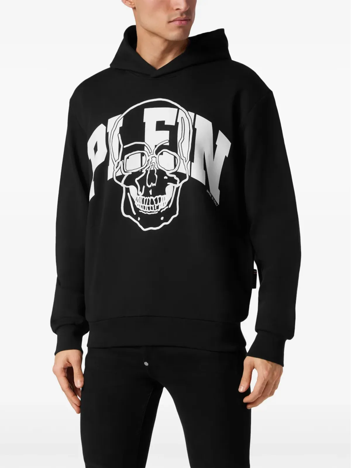 Philipp Plein スカルロゴプリント コットン フーディ - ブラック - 画像3