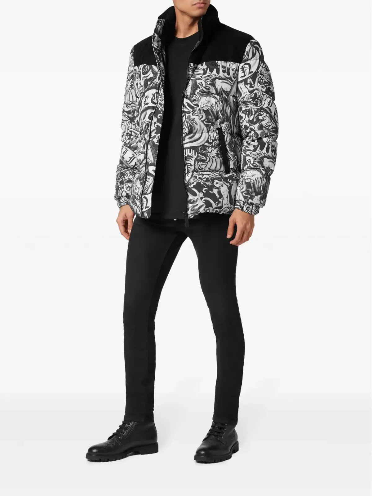 Philipp Plein タトゥープリント ダウンジャケット - ブラック - 画像2