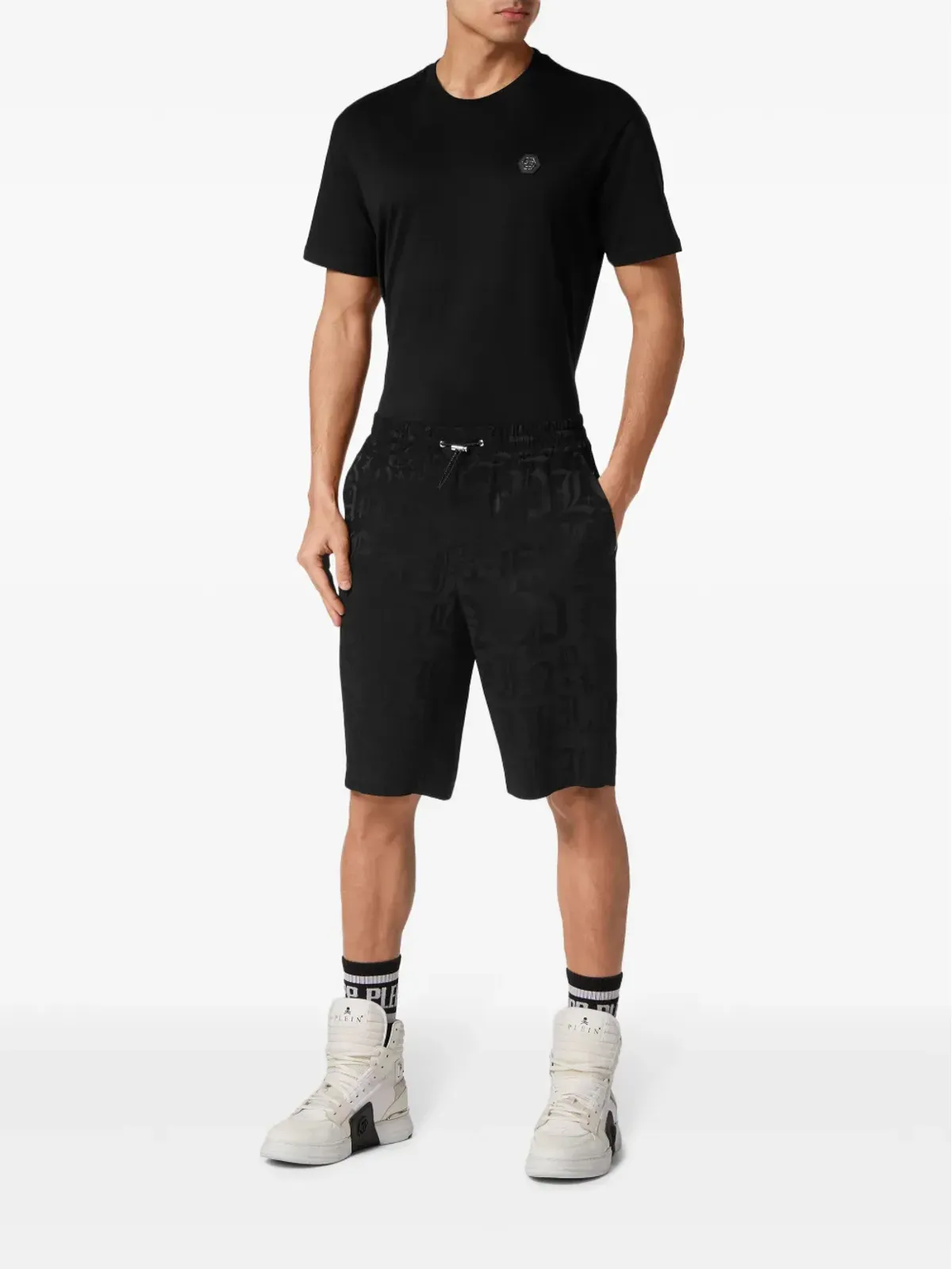 Philipp Plein モノグラムジャカード織りベルマーダーショーツ - 画像2