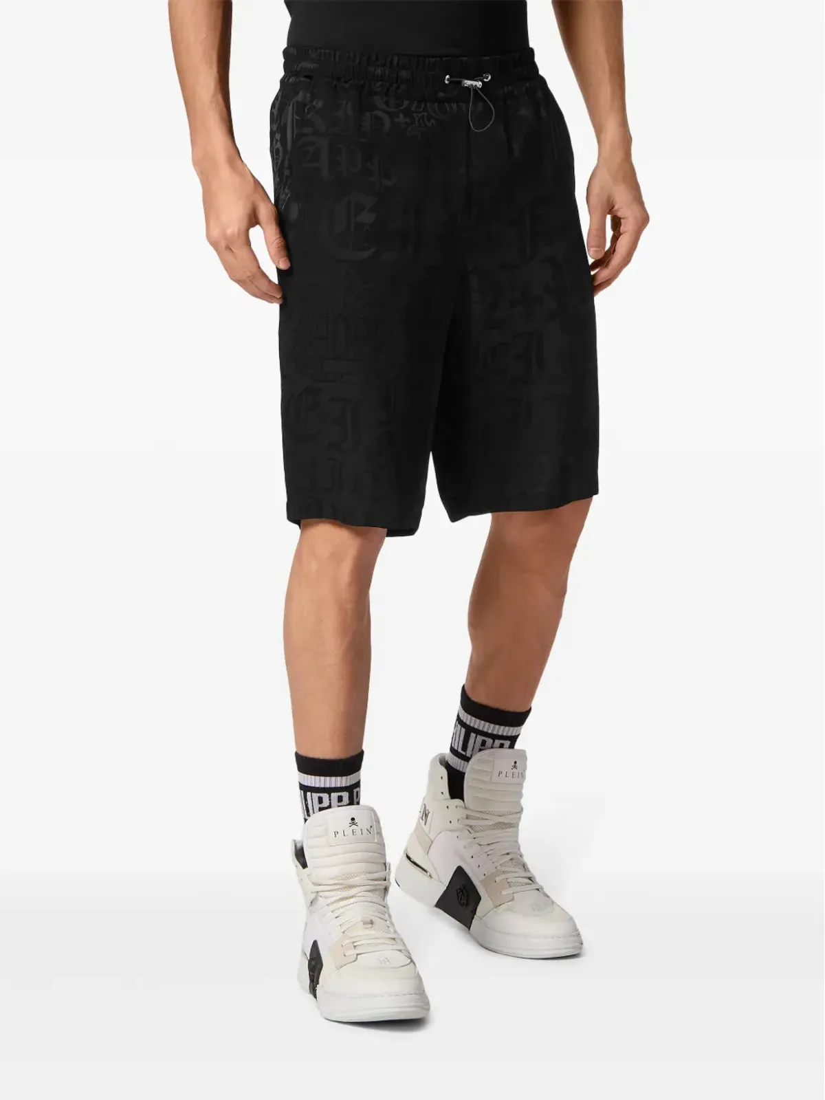 Philipp Plein モノグラムジャカード織りベルマーダーショーツ - 画像3