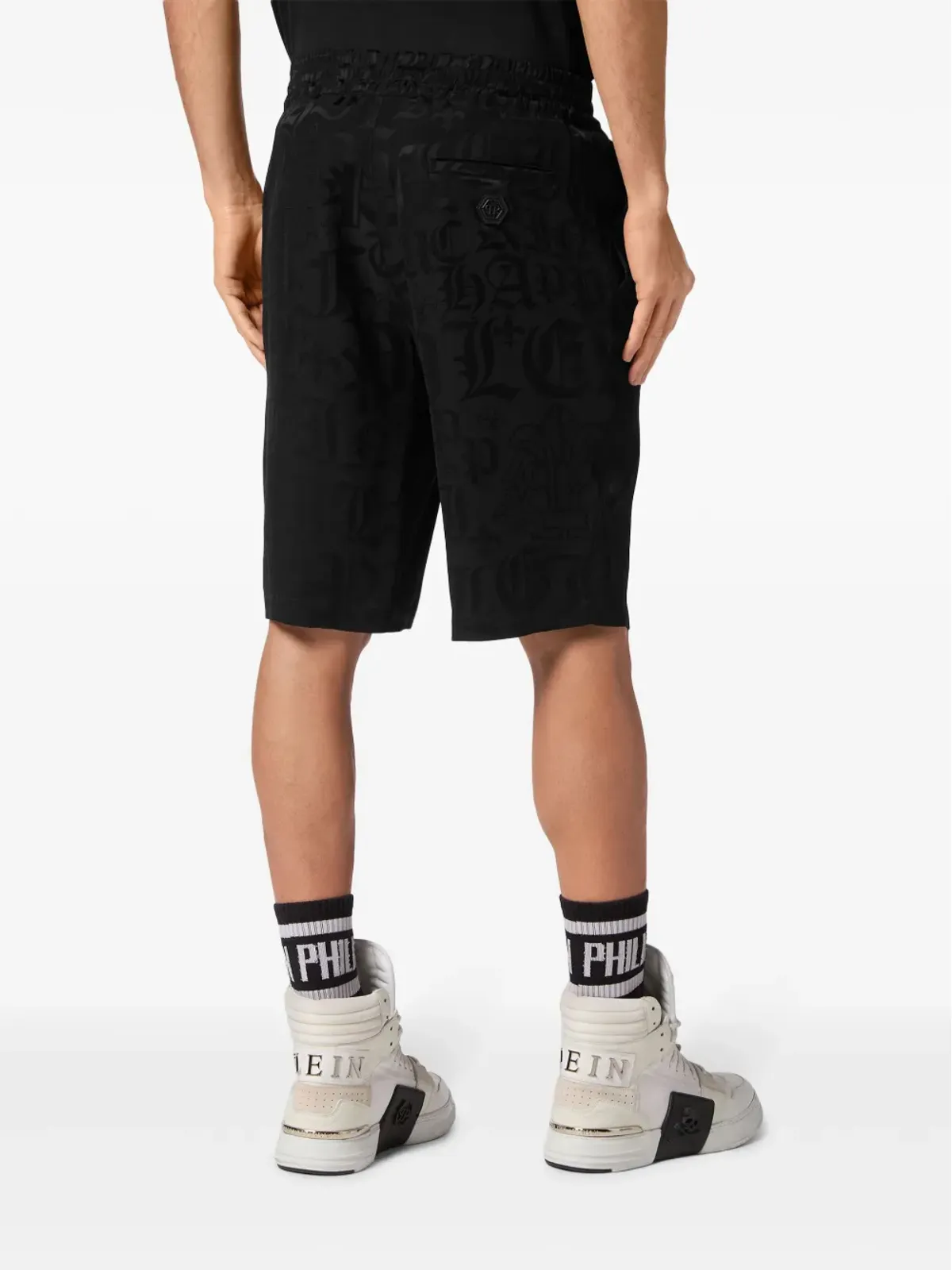 Philipp Plein モノグラムジャカード織りベルマーダーショーツ - 画像4