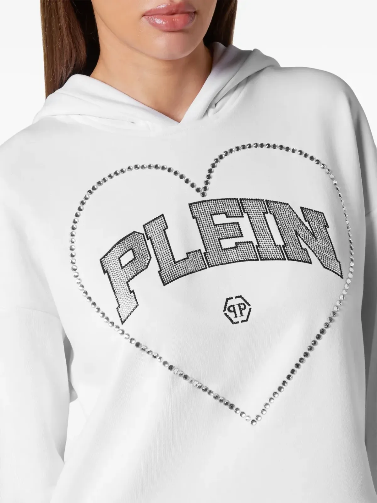 Philipp Plein ハートモチーフのラインストーン装飾フーディ - ホワイト - 画像2