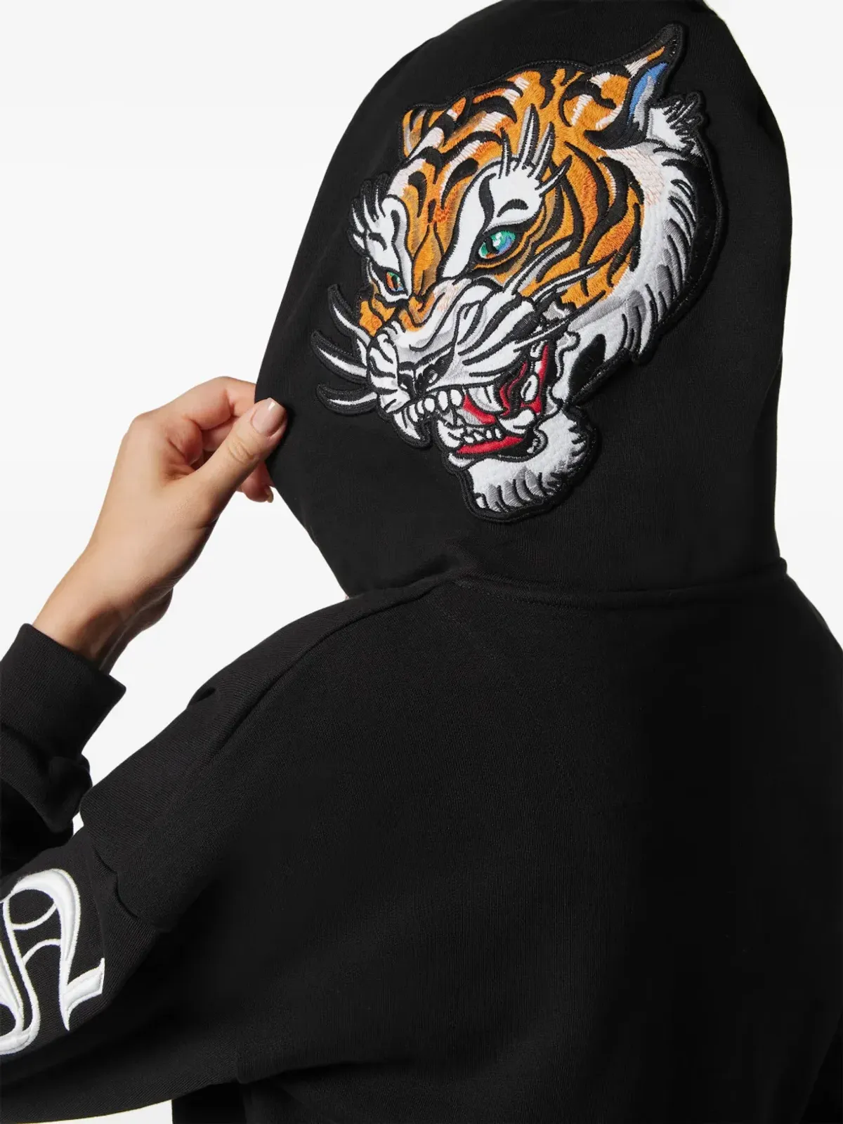 Philipp Plein ロゴ刺繍 クロップドフーディ ブラック - 画像4