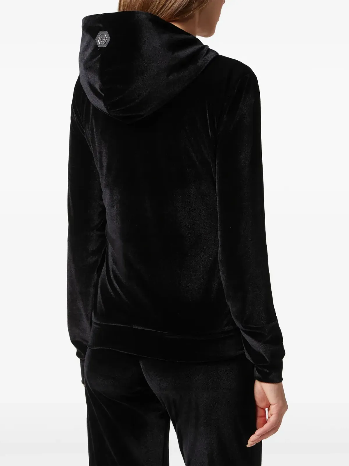 Philipp Plein ロゴ装飾ジップアップフーディ - ブラック - 画像4