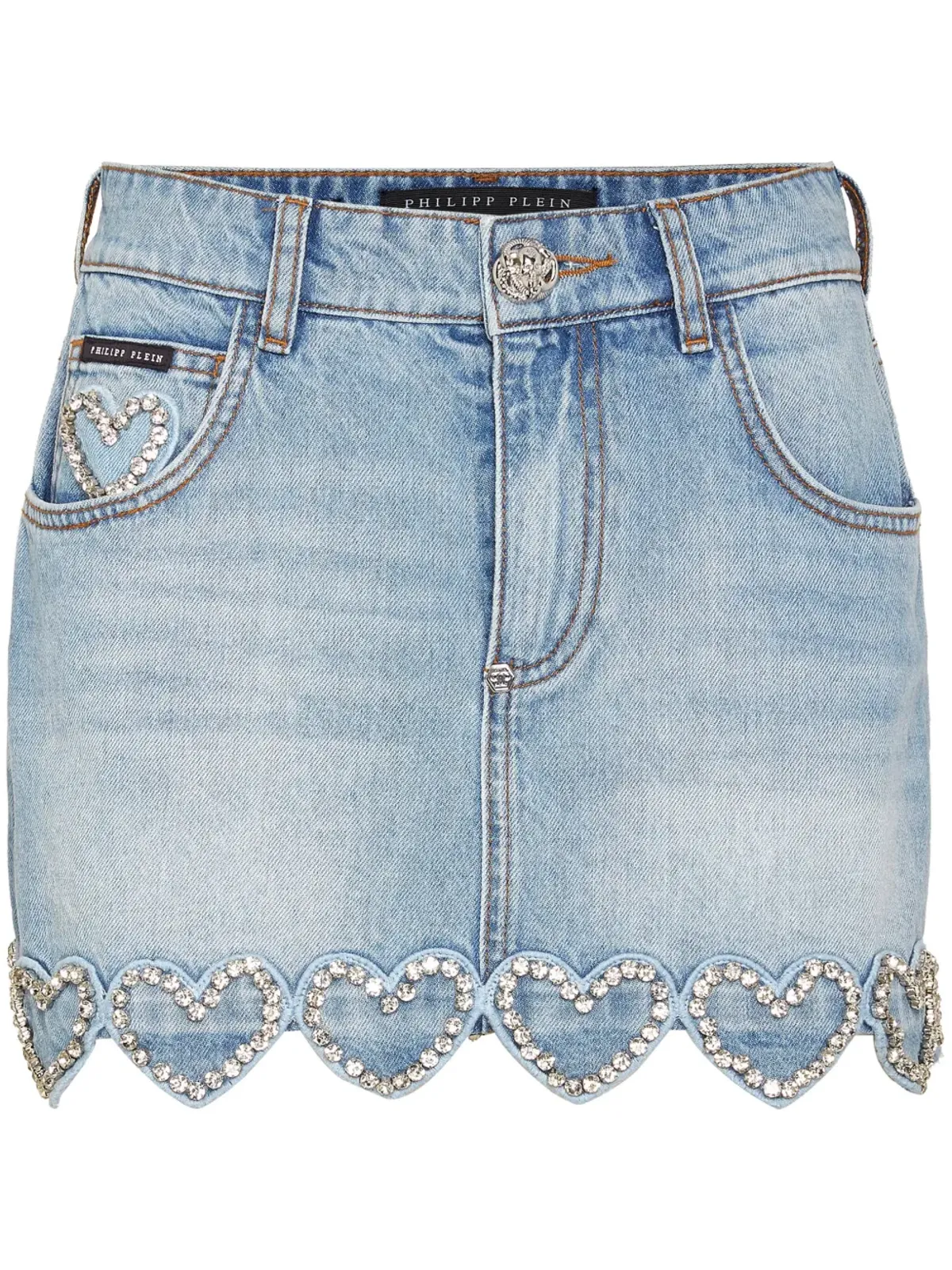 Philipp Plein ハートモチーフ デニムスカート - ブルー - 画像1