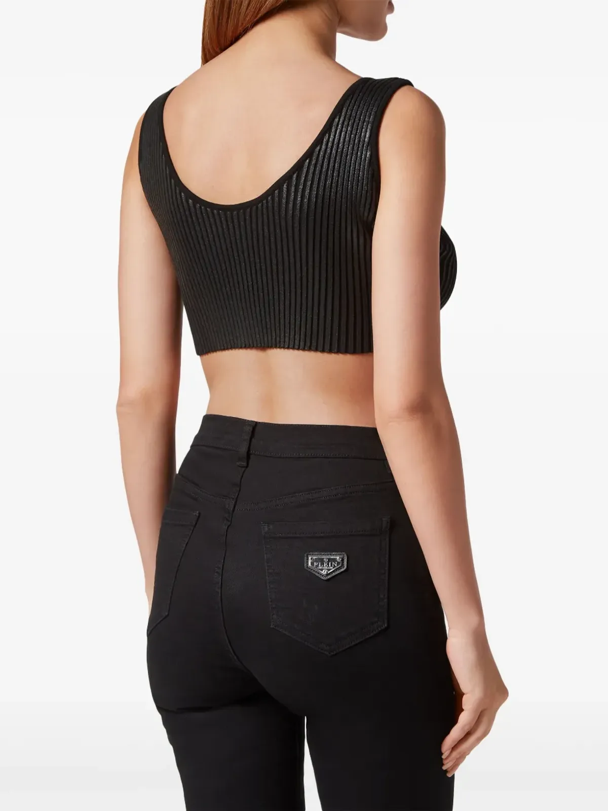 Philipp Plein コーティッドリブニット クロップトップ - 画像3