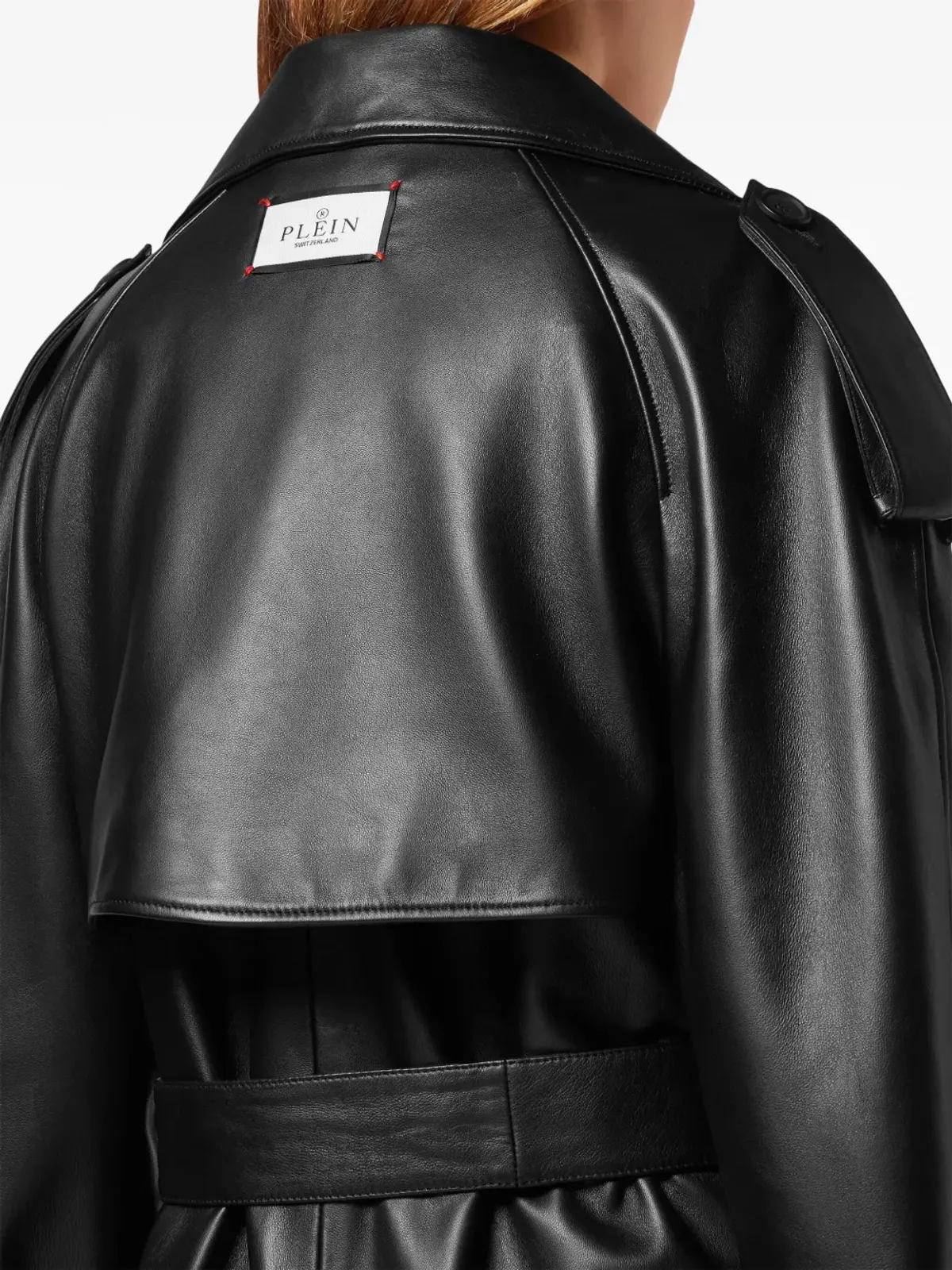 Philipp Plein ベルテッド レザー トレンチコート - ブラック - 画像5