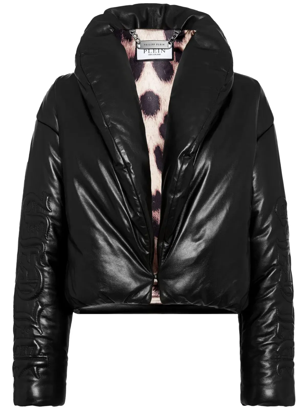 Philipp Plein Skull & Bones レザー バイカージャケット - ブラック - 画像1