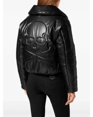 Philipp Plein Skull & Bones レザー バイカージャケット - ブラック - サムネイル2