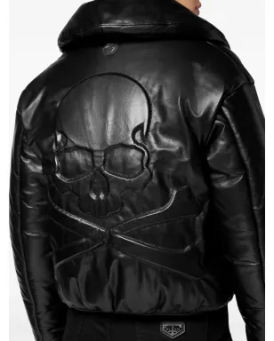 Philipp Plein Skull & Bones レザー バイカージャケット - ブラック - サムネイル3