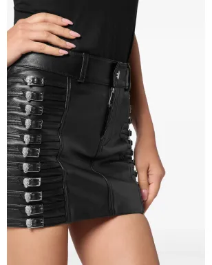 Philipp Plein クリスタル装飾レザーミニスカート - ブラック - サムネイル5