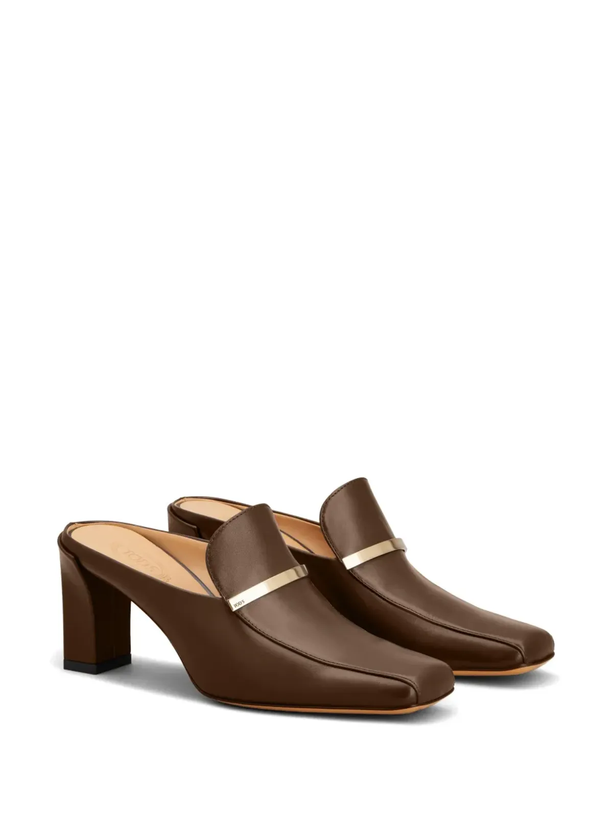 Tod's ロゴプレート レザー ミュール - ブラウン - 画像2