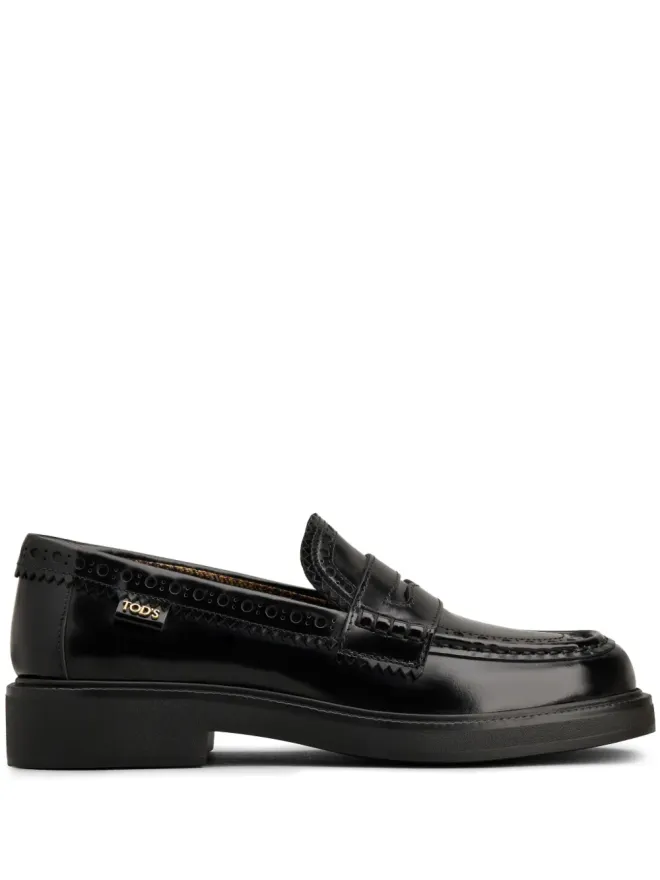 Tod's Tod's ブローグトリム レザー ローファー - ブラックの商品画像