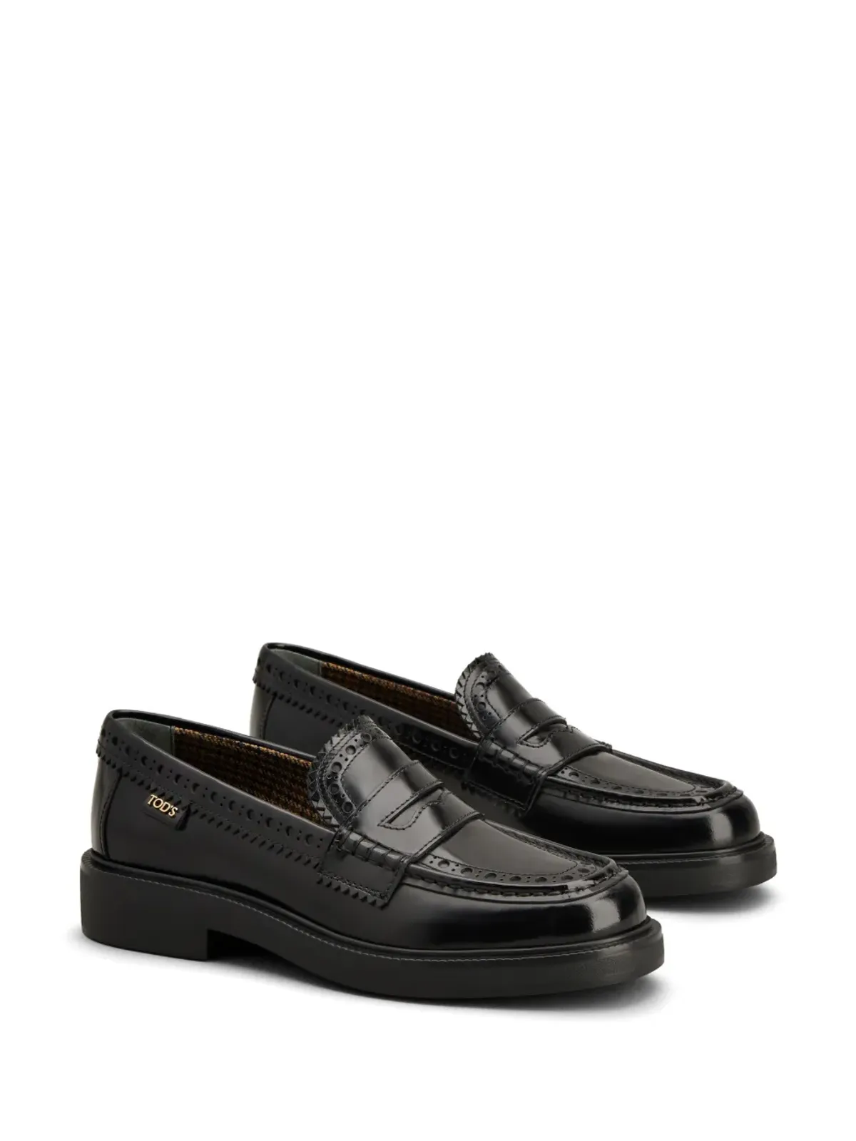 Tod's ブローグトリム レザー ローファー - ブラック - 画像2