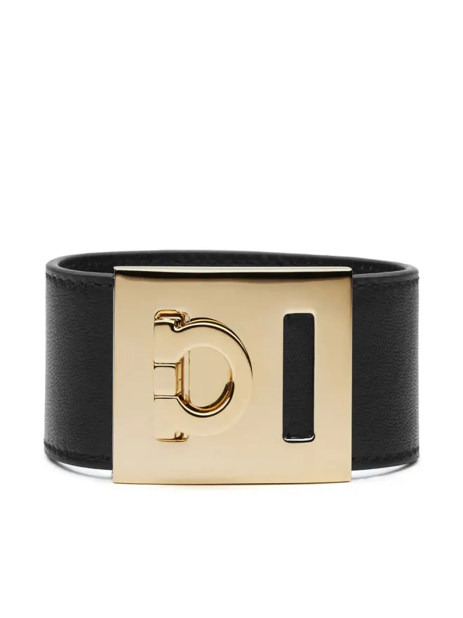 FERRAGAMO Ferragamo ガンチーニ レザー ブレスレット - ブラックの商品画像