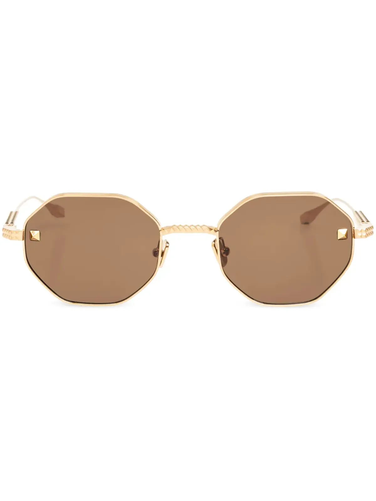VALENTINO GARAVANI EYEWEAR Rockstud-装飾オクタゴナルフレームサングラス - ゴールド - 画像1