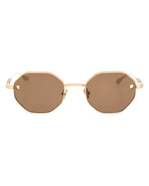 VALENTINO GARAVANI EYEWEAR Rockstud-装飾オクタゴナルフレームサングラス - ゴールド - サムネイル1