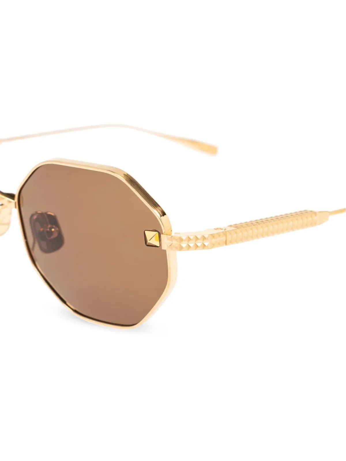VALENTINO GARAVANI EYEWEAR Rockstud-装飾オクタゴナルフレームサングラス - ゴールド - 画像2