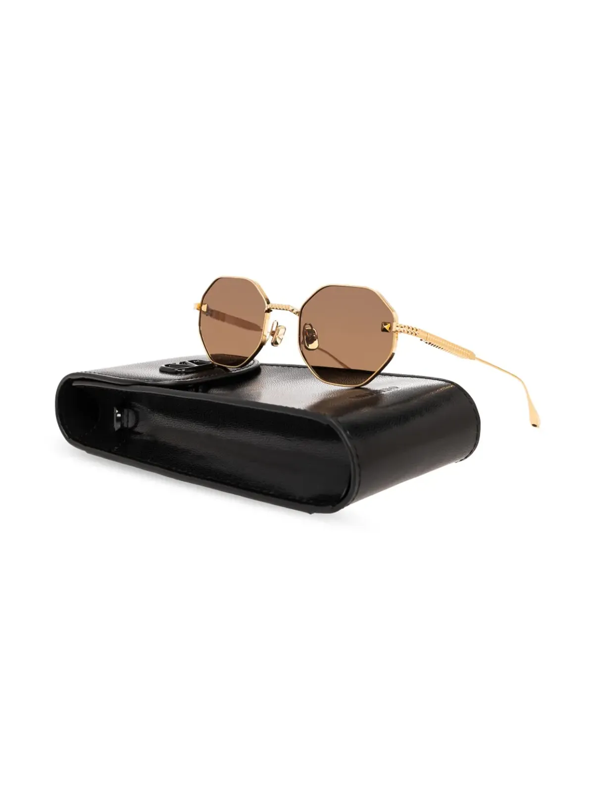 VALENTINO GARAVANI EYEWEAR Rockstud-装飾オクタゴナルフレームサングラス - ゴールド - 画像3