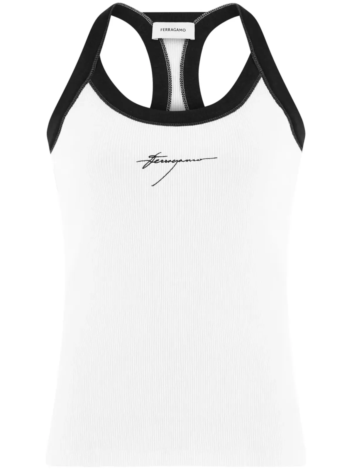 Ferragamo ロゴ刺繍コットン タンクトップ - White - 画像1