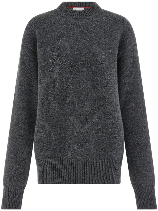 FERRAGAMO Ferragamo バージンウール クルーネック セーター - グレーの商品画像