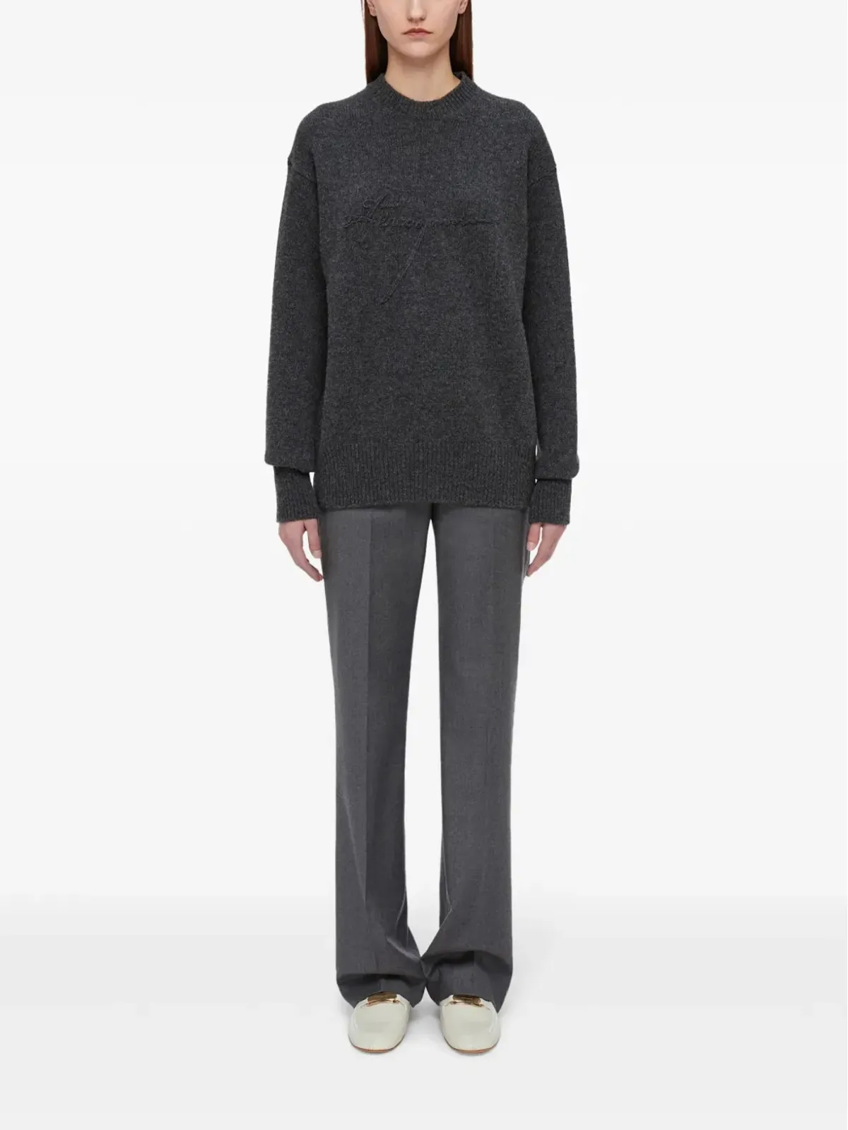 Ferragamo バージンウール クルーネック セーター - グレー - 画像2