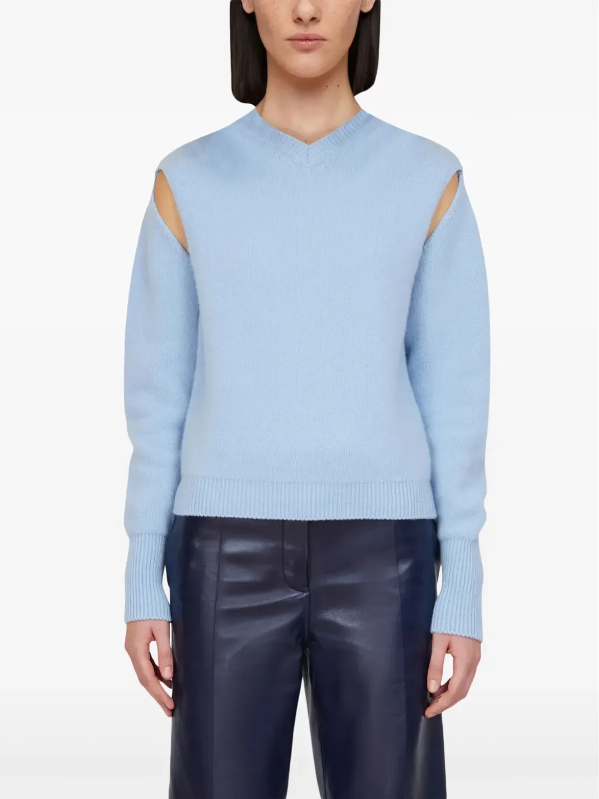Ferragamo レイヤード カシミヤ セーター - ブルー - 画像2