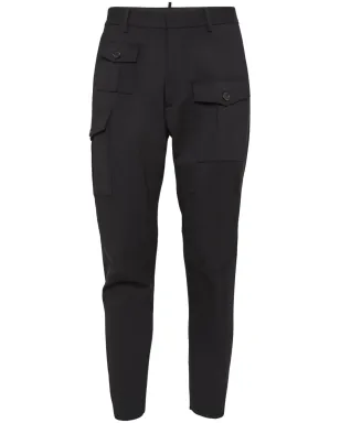 DSQUARED2 テーパードコットンカーゴパンツ - ブラック - サムネイル1