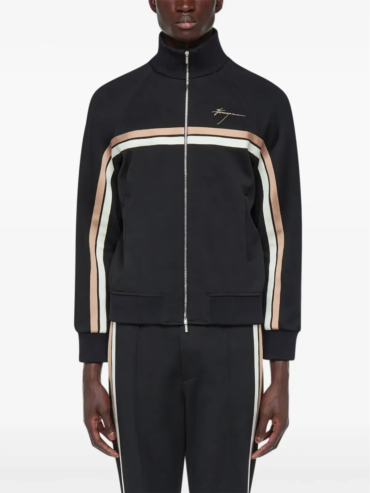 Ferragamo ロゴ入りジップアップジャケット - ブラック - 画像3
