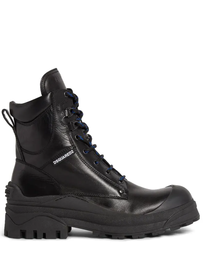 Dsquared2 DSQUARED2 パネルドデザイン レザー ブーツ - ブラックの商品画像