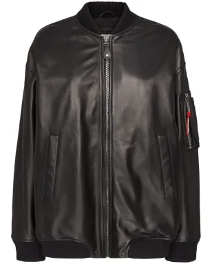 DSQUARED2 ジップアップ レザー ボンバージャケット - ブラック - サムネイル1