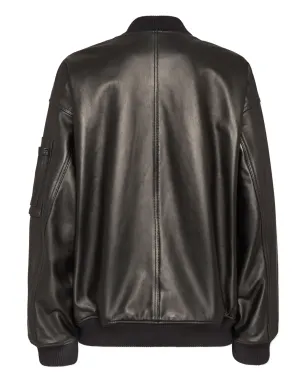DSQUARED2 ジップアップ レザー ボンバージャケット - ブラック - サムネイル2