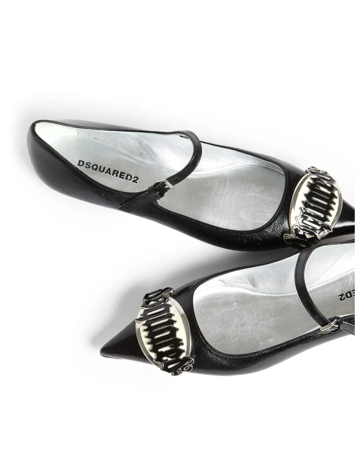 DSQUARED2 ゴシック調のレザー バレリーナシューズ - 画像4