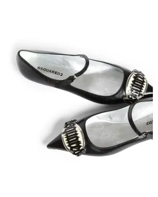 DSQUARED2 ゴシック調のレザー バレリーナシューズ - サムネイル4