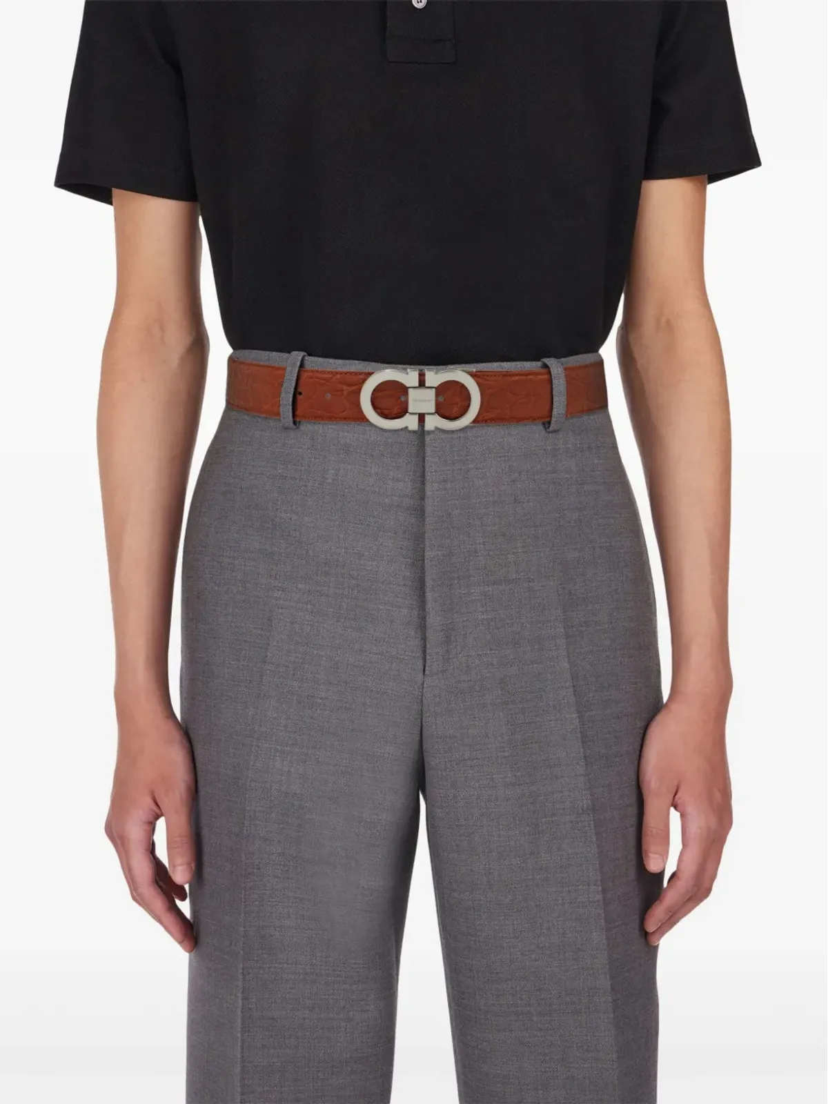 Ferragamo 調節可能なガンチーニバックルベルト ブラウン - 画像4