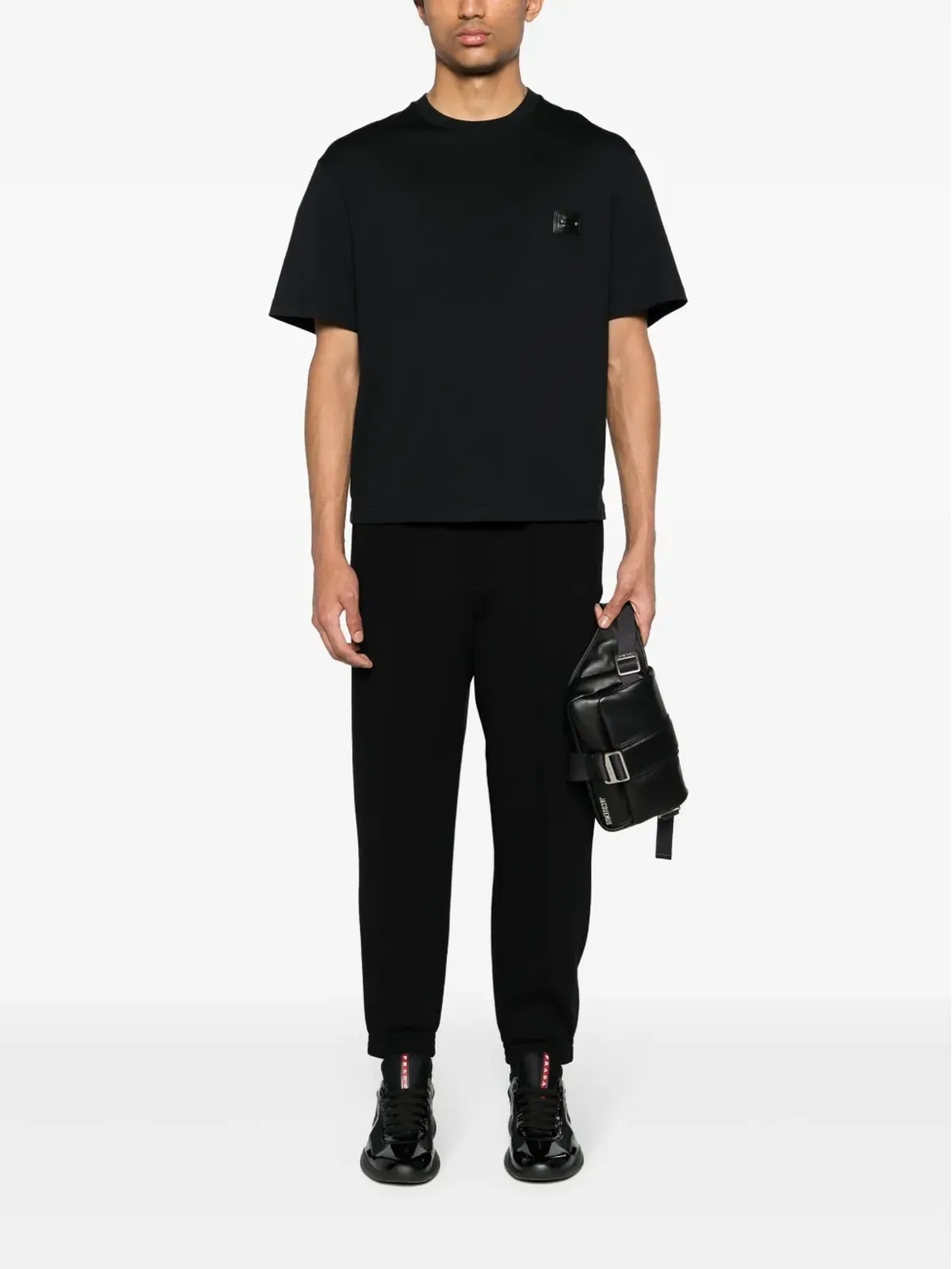 Neil Barrett ピアシングパッチ コットン Tシャツ ブラック - 画像2