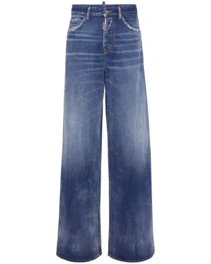 DSQUARED2 ハイライズ ワイドレッグ ジーンズ - ブルー - サムネイル1
