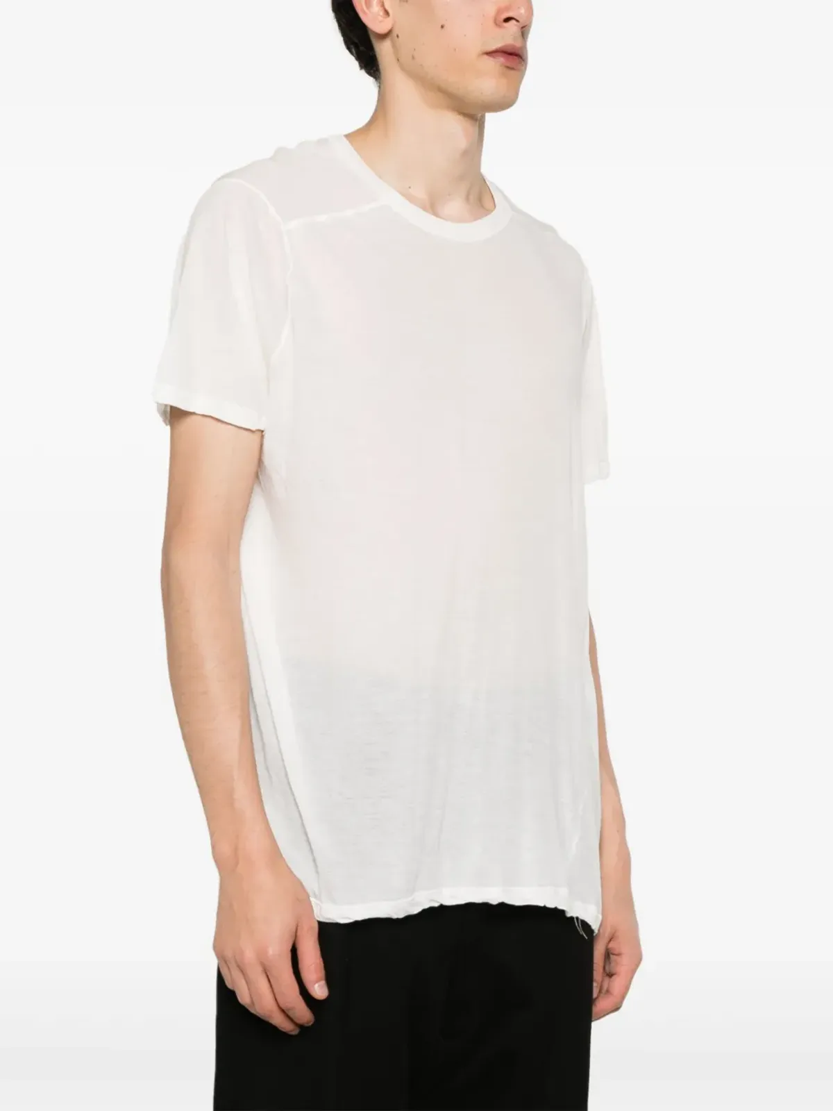 Rick Owens DRKSHDW レベル コットン セミシアー Tシャツ - ホワイト - 画像3