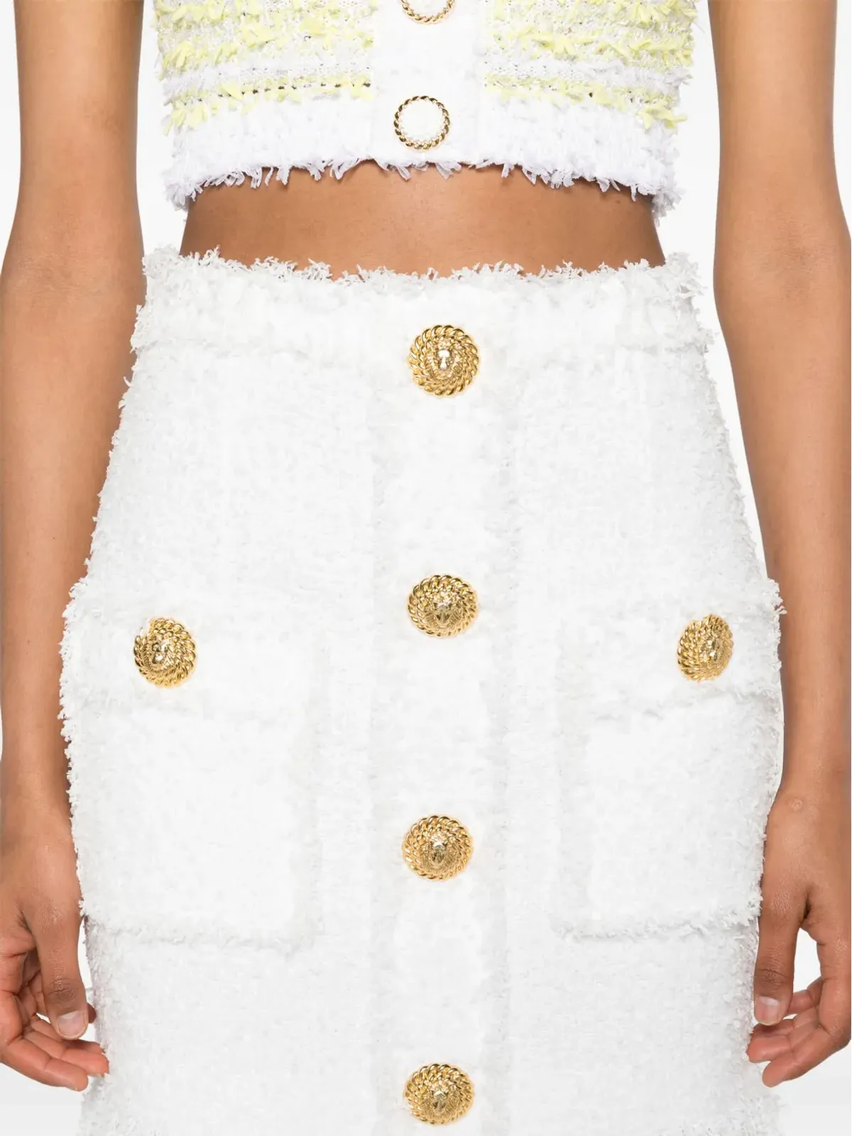 Balmain ハイウエスト ツイード ミニスカート - ホワイト - 画像5