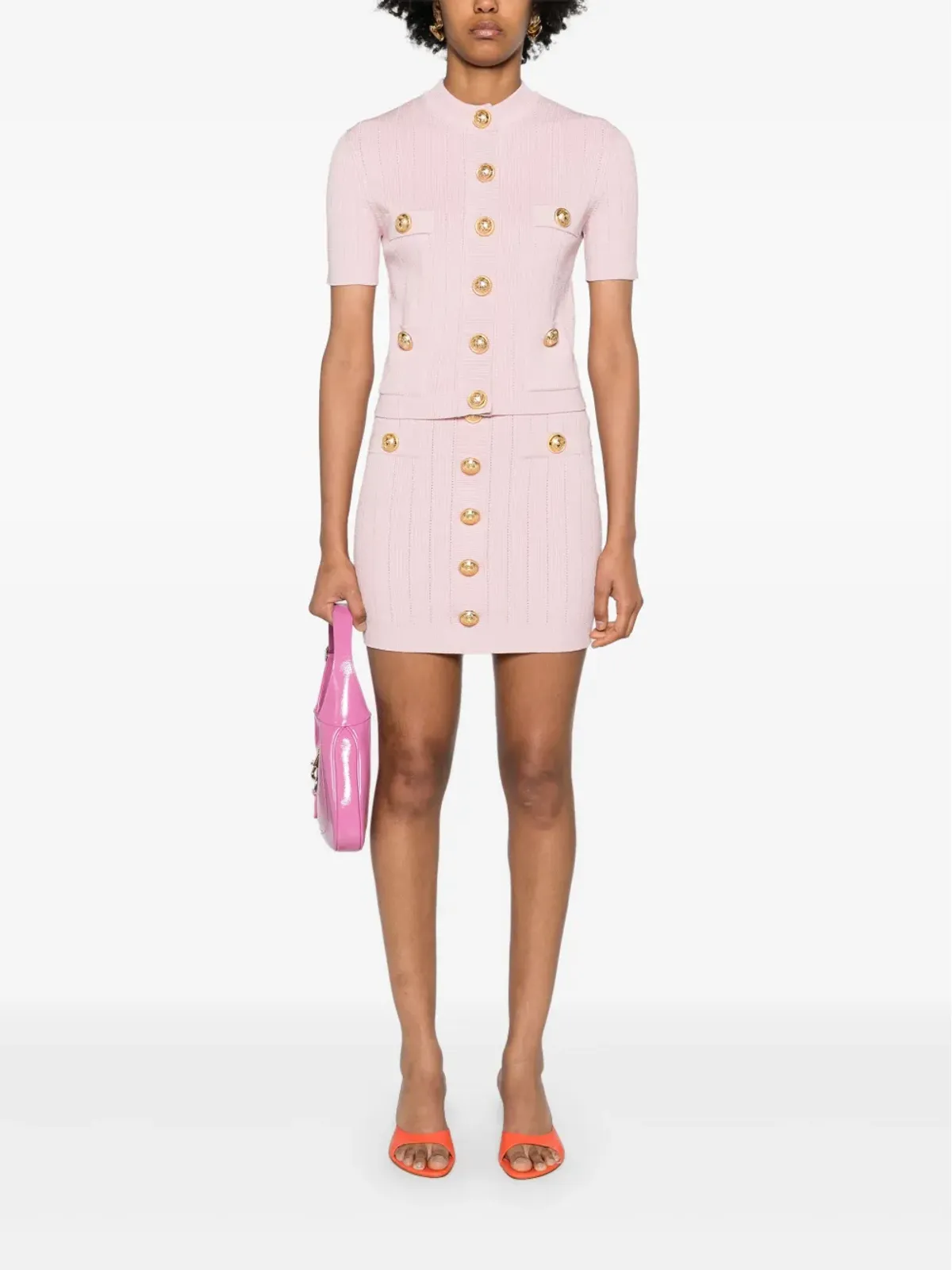 Balmain ハイウエスト ミニスカート ピンク - 画像2