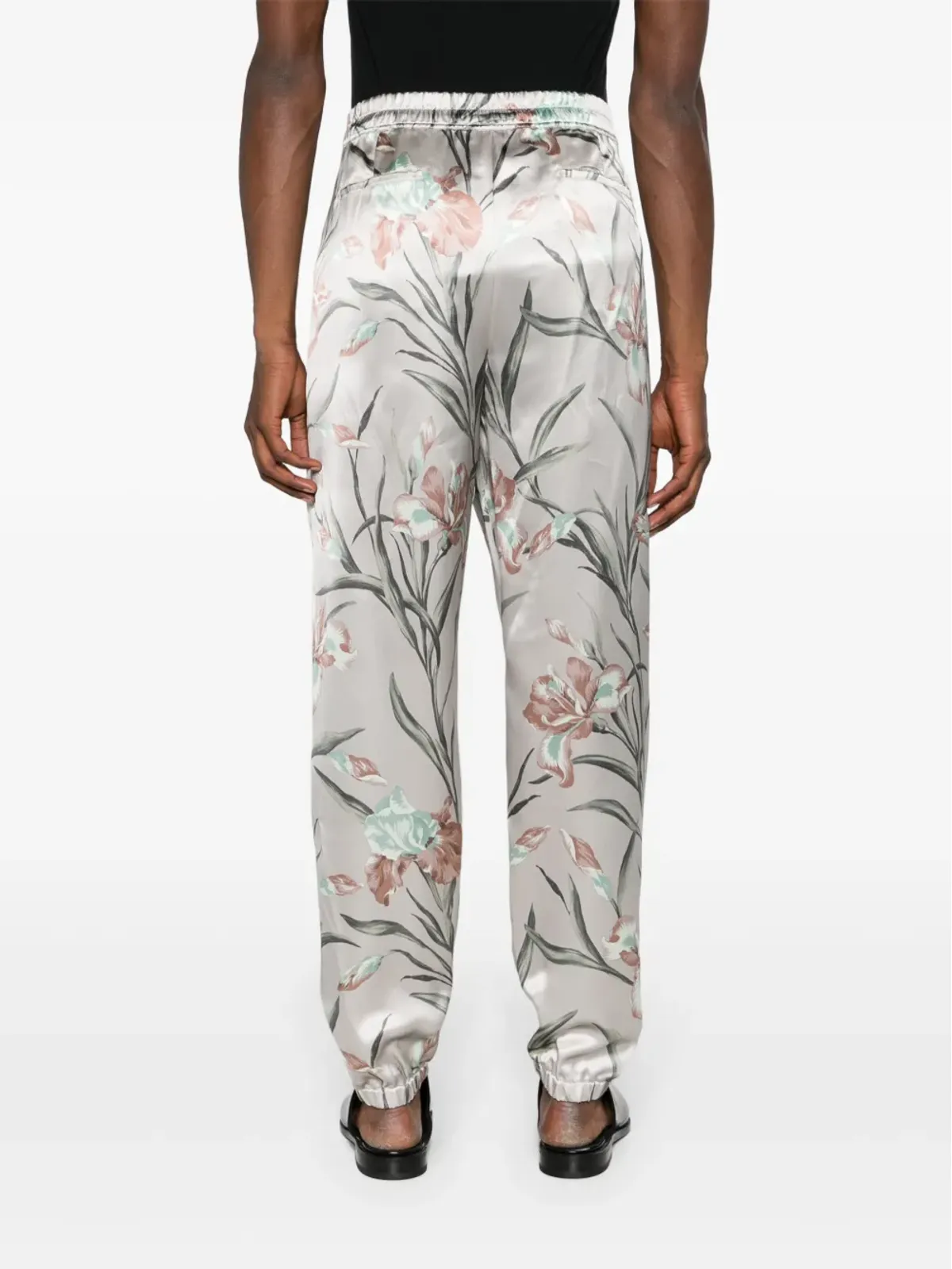 Saint Laurent 花柄プリント テーパードパンツ - グレー - 画像4