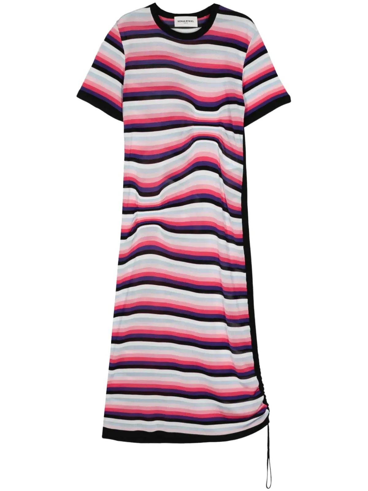 Sonia Rykiel ストライプ柄 アシンメトリーミディドレス - 画像1