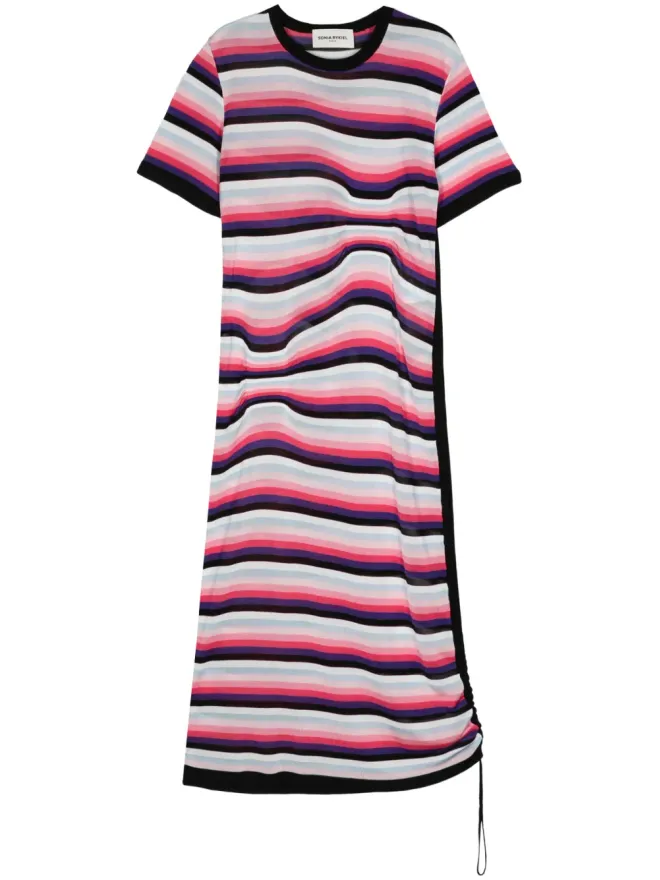 Sonia Rykiel Sonia Rykiel ストライプ柄 アシンメトリーミディドレスの商品画像
