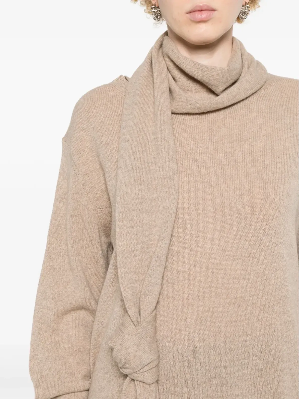 Stella McCartney サッシュディテール カシミヤ混紡ニットセーター - ベージュ系 - 画像5