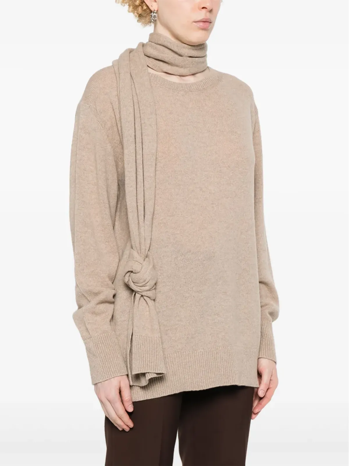 Stella McCartney サッシュディテール カシミヤ混紡ニットセーター - ベージュ系 - 画像3