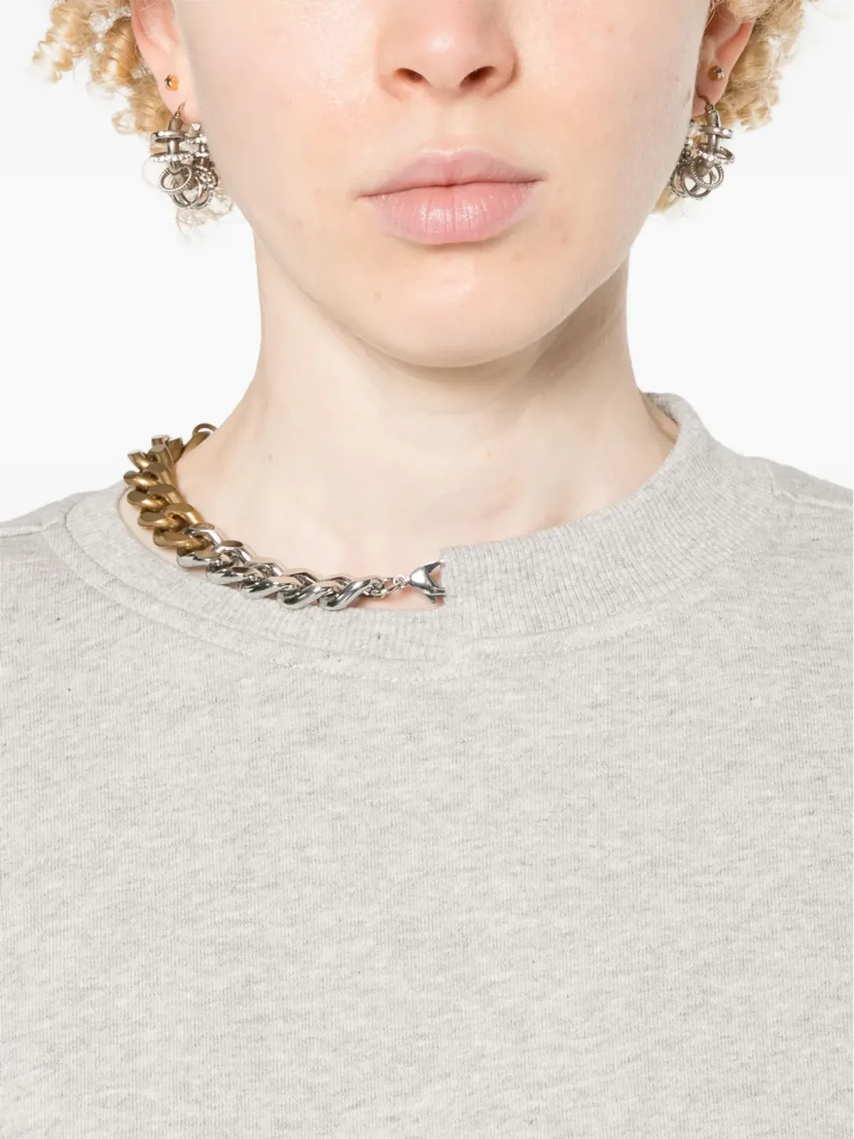 Stella McCartney チェーンリンクディテール メランジ スウェットシャツ グレー - 画像5